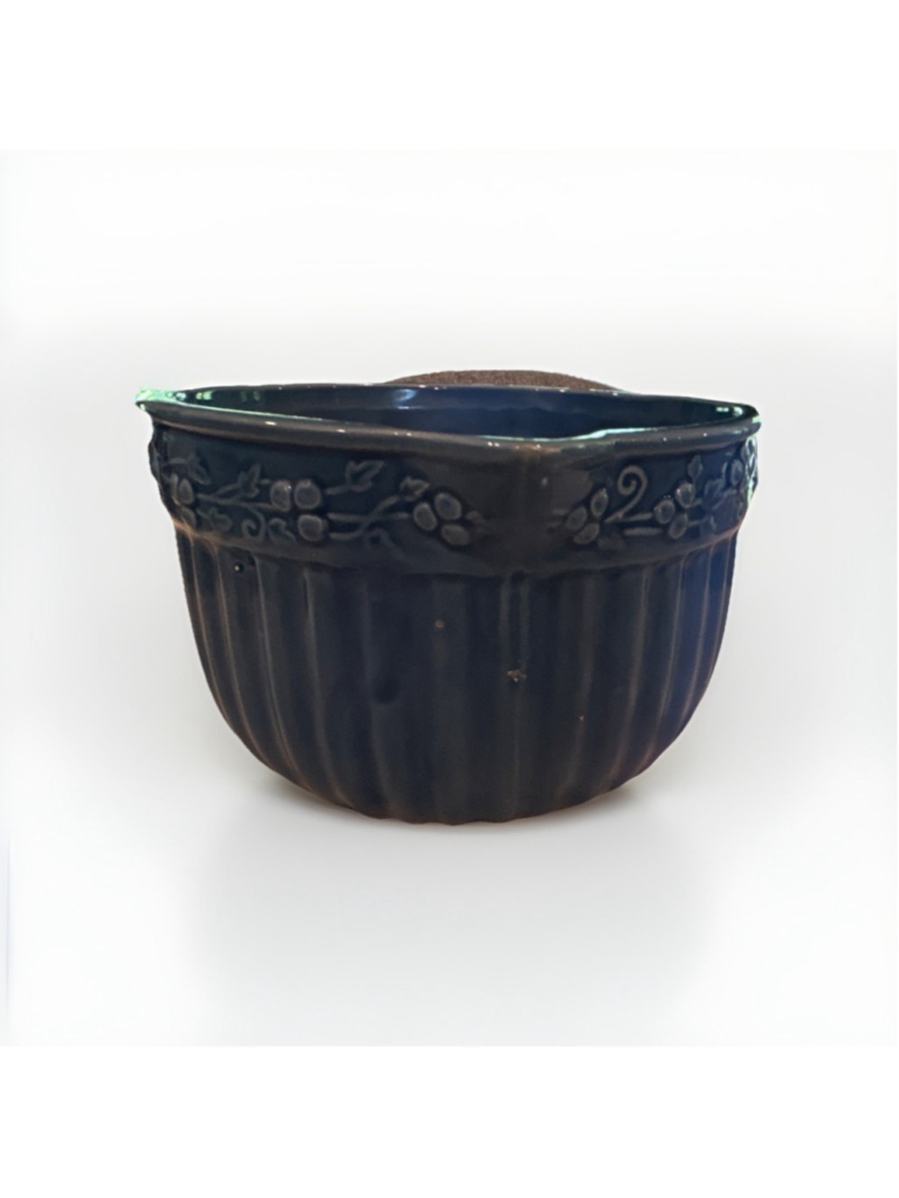 Vintage Swiss Colony Blue Ceramic Pottery Mixing‎ Bowl Glossy Floral Pattern - Picture 4 of 6
